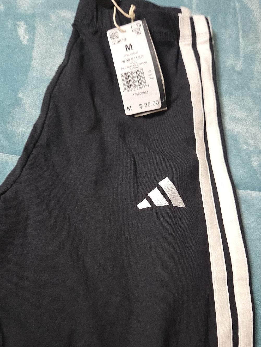 Adidas Womens Black Track Pants with White Stripes - M